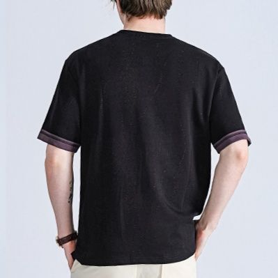 無地 Tシャツ 袖口彩りシンプル無地半袖