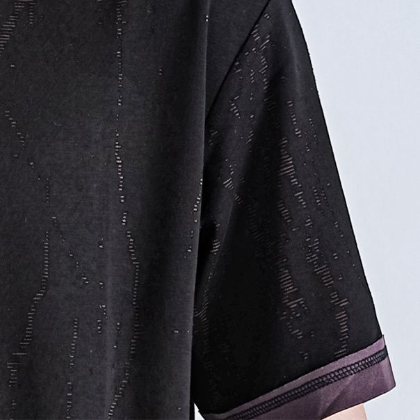 無地 Tシャツ 袖口彩りシンプル無地半袖