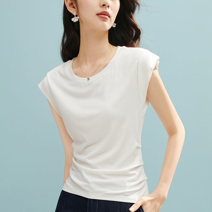 無地 Tシャツ 洗練フレンチスリーブ 上質無地シャツ