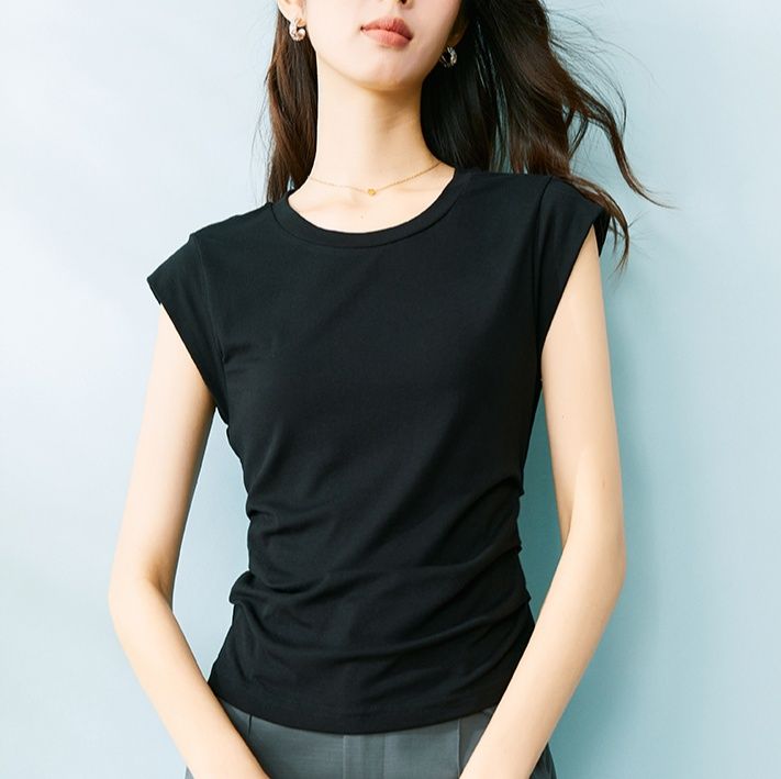 無地 Tシャツ 洗練フレンチスリーブ 上質無地シャツ