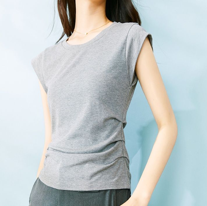 無地 Tシャツ 洗練フレンチスリーブ 上質無地シャツ