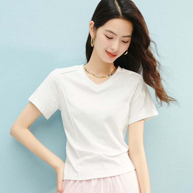 無地 Tシャツ 洗練きれいめ襟ぐりすっきりＴシャツ