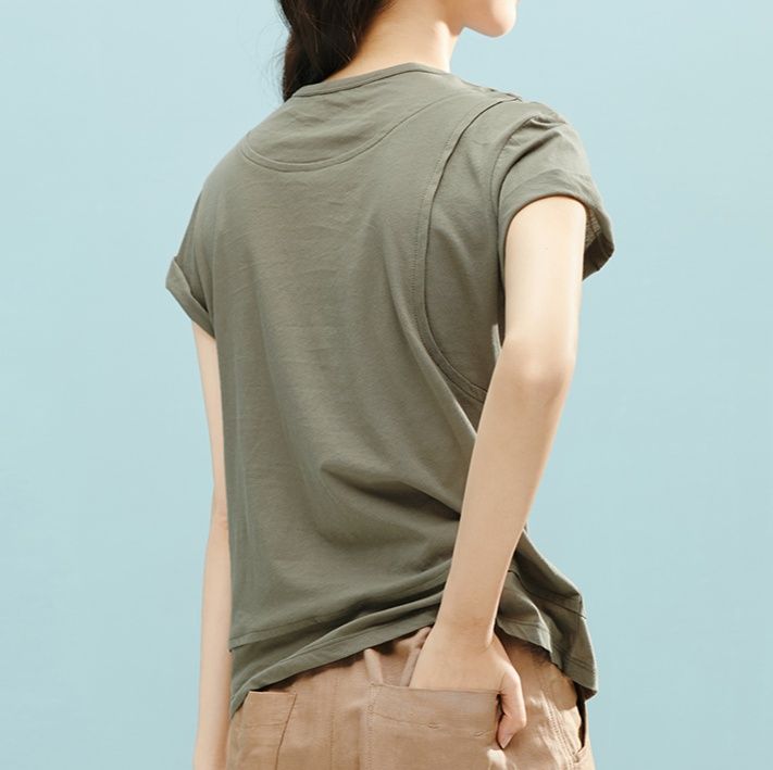 無地 Tシャツ 洗練シルエット 上質素材フレンチ袖