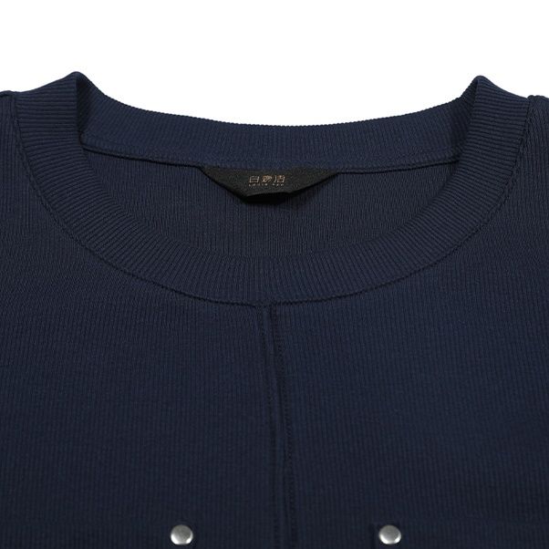無地 Tシャツ 上品ポケット付き丸首半袖シャツ
