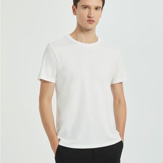 無地 Tシャツ なめらか素材 上質クルーネック半袖