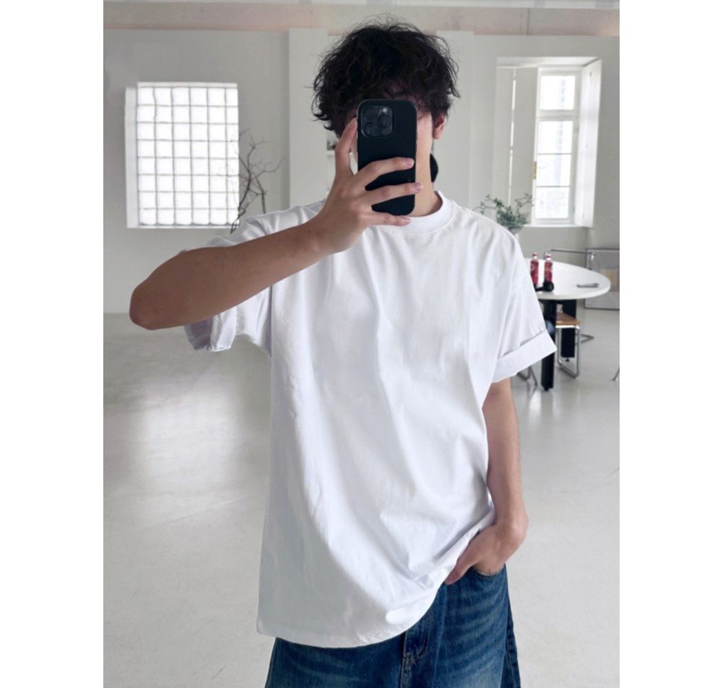無地 Tシャツ リラックスオーバー半袖シャツ