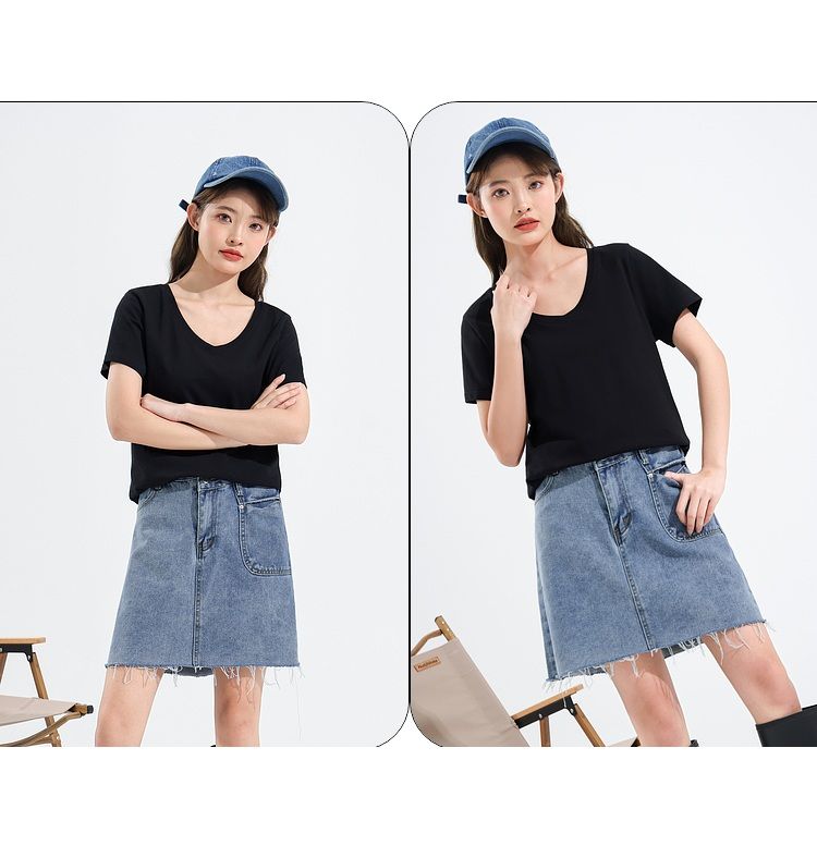 無地 Tシャツ シンプル 上質Vネック 半袖カットソー