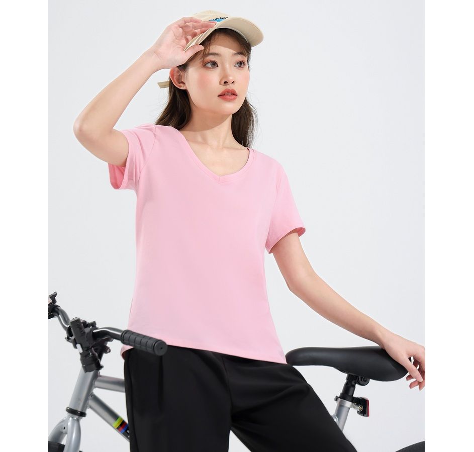 無地 Tシャツ シンプル 上質Vネック 半袖カットソー
