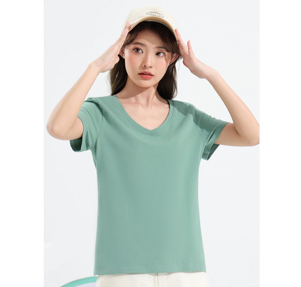 無地 Tシャツ シンプル 上質Vネック 半袖カットソー