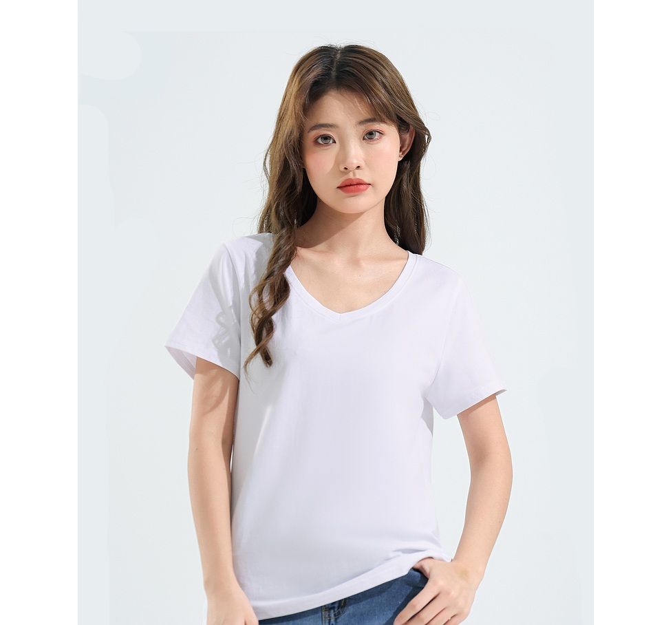 無地 Tシャツ シンプル 上質Vネック 半袖カットソー