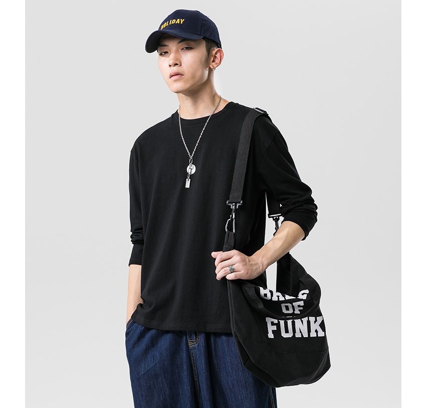 無地 Tシャツ ゆったりシルエット長袖無地Tシャツ