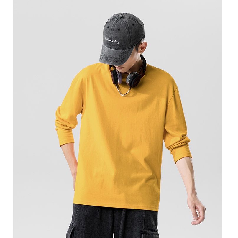 無地 Tシャツ ゆったりシルエット長袖無地Tシャツ