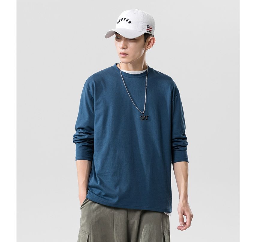 無地 Tシャツ ゆったりシルエット長袖無地Tシャツ