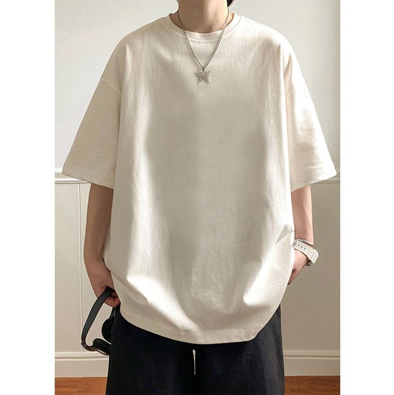 無地 Tシャツ リラックスシルエット五分袖無地シャツ