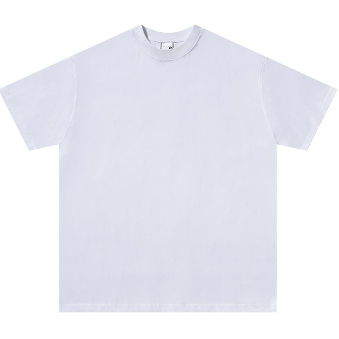 無地 Tシャツ 厚手純綿 シンプルクルーネック半袖Tシャツ