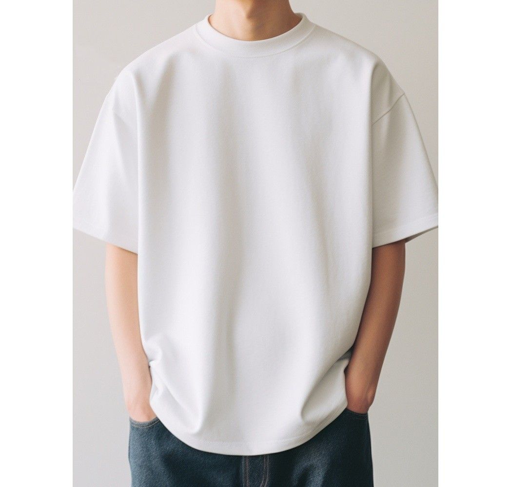 無地 Tシャツ 厚手純綿 シンプルクルーネック半袖Tシャツ
