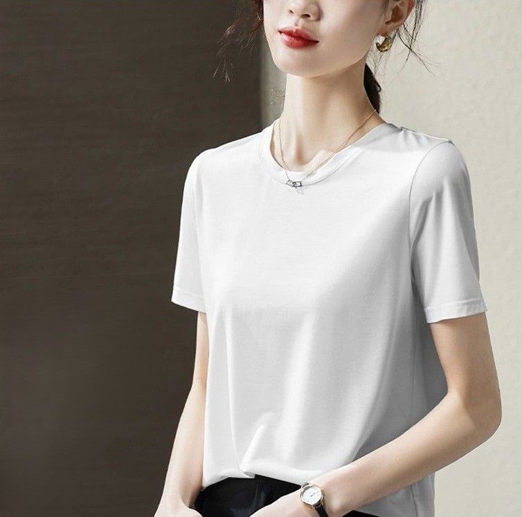 無地 Tシャツ 上質シルエット クルーネック半袖