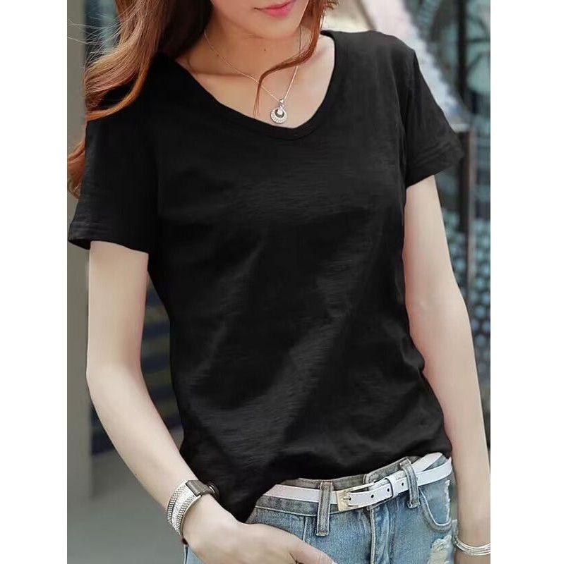 無地 Tシャツ なめらか質感 ゆったり首元無地Tシャツ