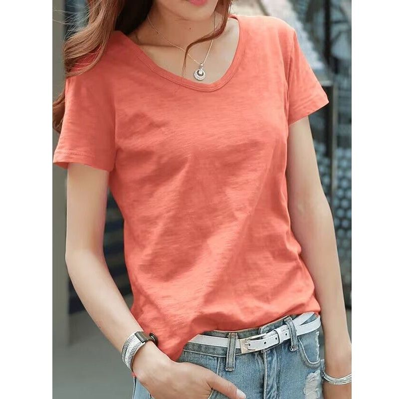 無地 Tシャツ なめらか質感 ゆったり首元無地Tシャツ