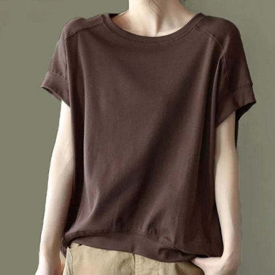 無地 Tシャツ 柔らか素材のリラックス半袖プルオーバー
