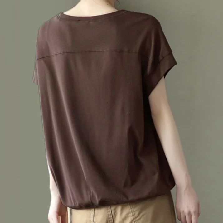 無地 Tシャツ 柔らか素材のリラックス半袖プルオーバー