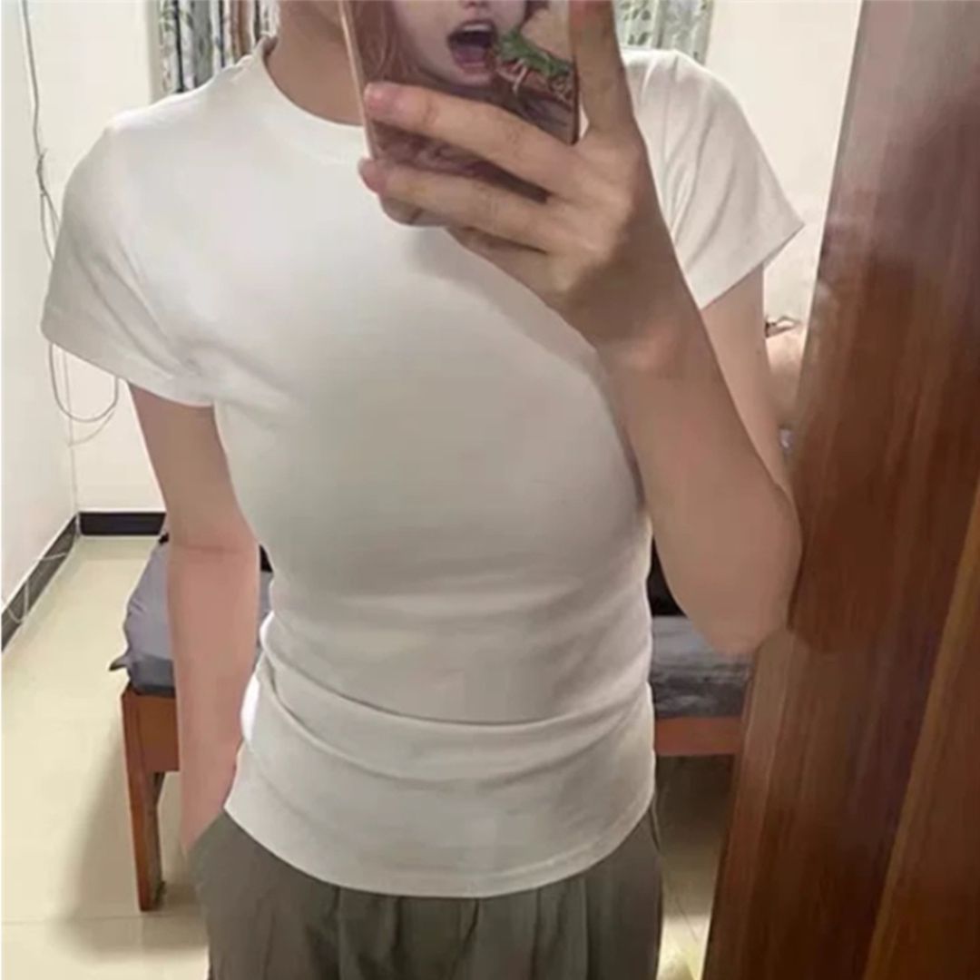 無地 Tシャツ シンプル美シルエット フィット半袖