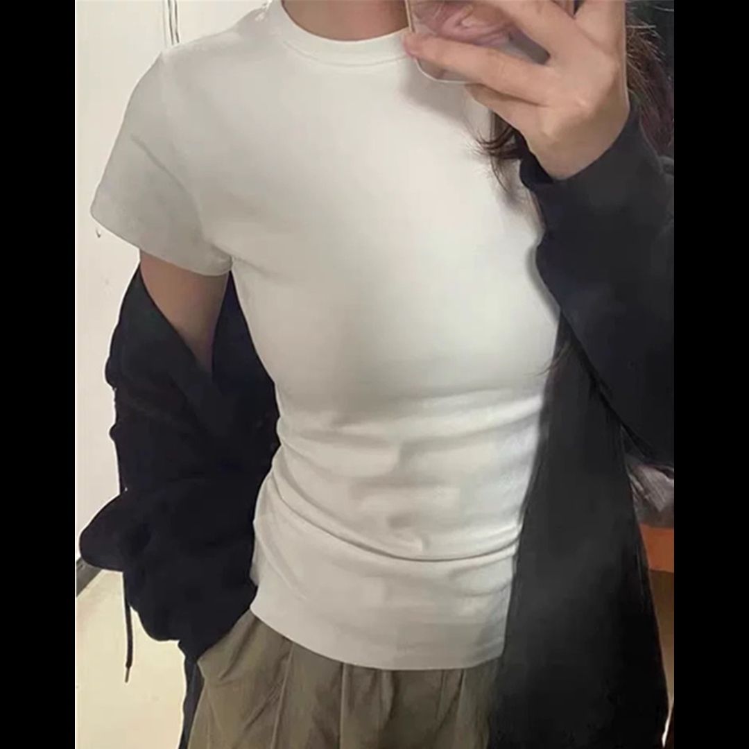 無地 Tシャツ シンプル美シルエット フィット半袖