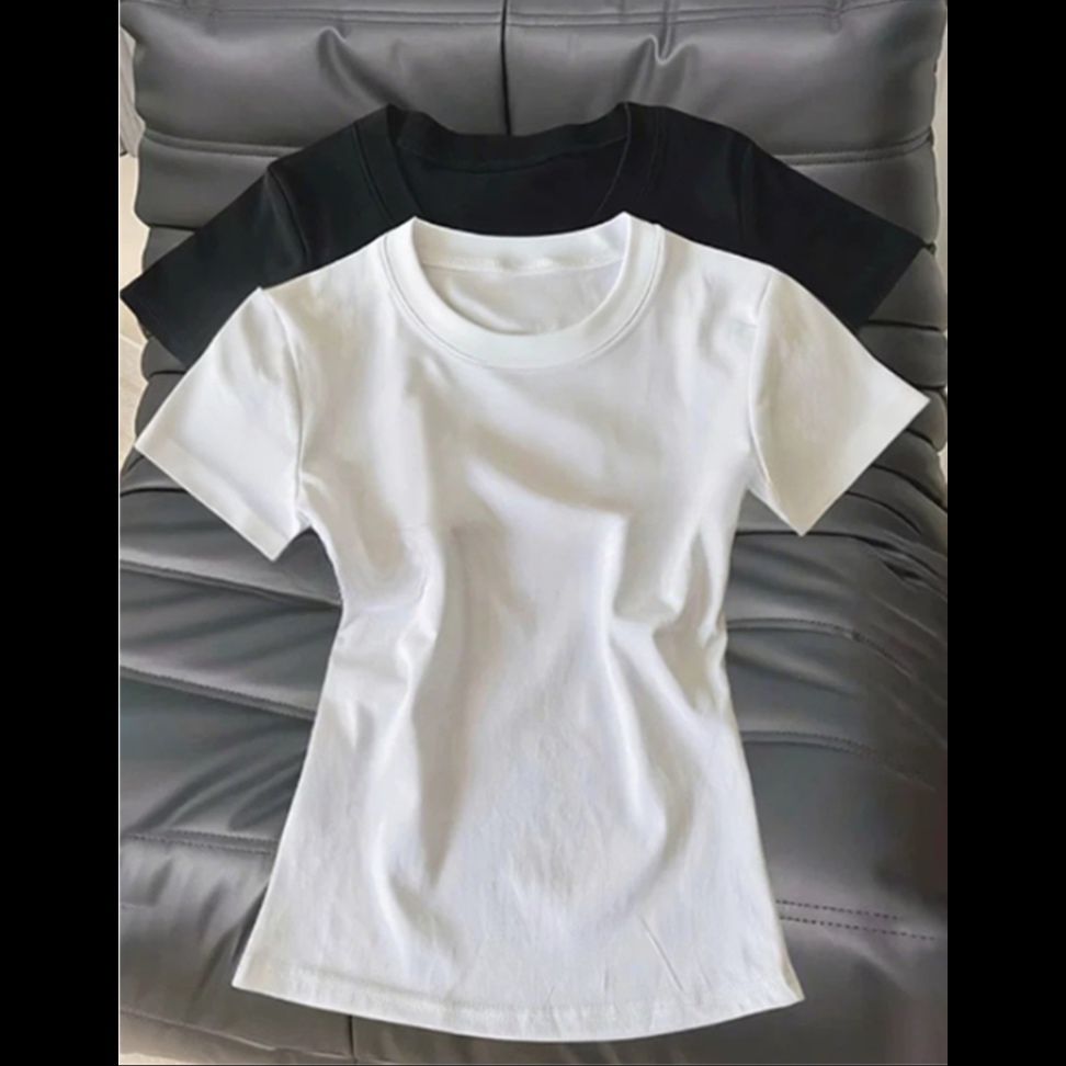無地 Tシャツ シンプル美シルエット フィット半袖