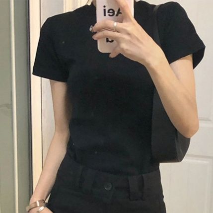 無地 Tシャツ すっきり丸首シンプル半袖