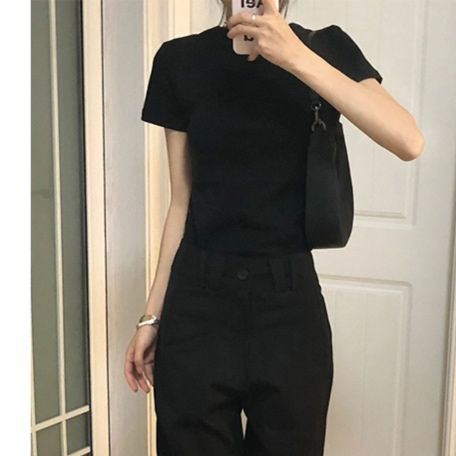 無地 Tシャツ すっきり丸首シンプル半袖