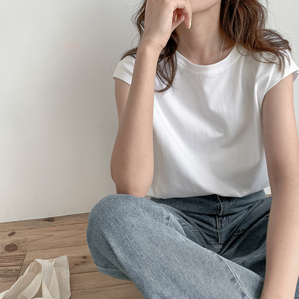 無地 Tシャツ フレンチスリーブ無地Tシャツ大人カジュアル
