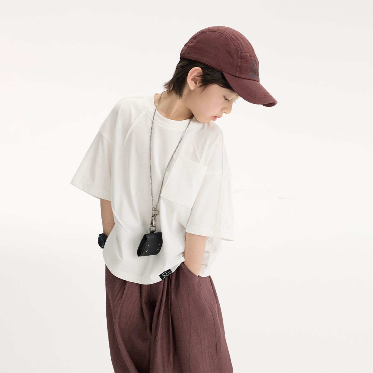 無地 Tシャツ キッズ やわらか素材のゆったりポケット付き半袖