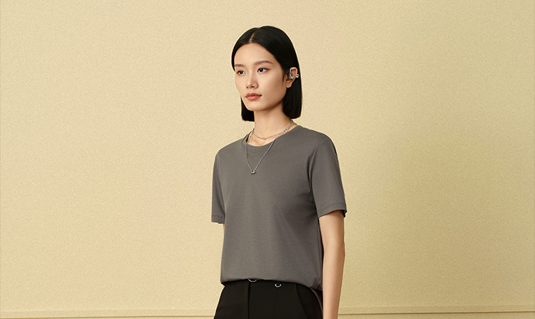 無地 Tシャツ レディース すっきりシルエット 上質素材 快適無地半袖