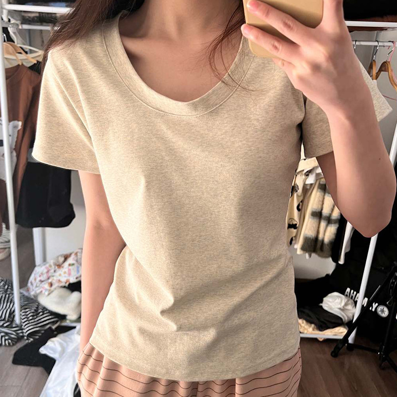 無地 Tシャツ なめらか素肌 ベーシック丸首半袖