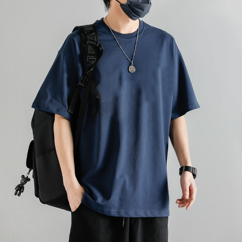 無地 Tシャツ シンプル無地ゆったりシルエット半袖Tシャツ