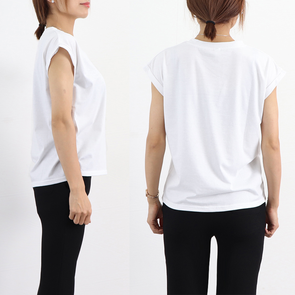 無地 Tシャツ フレンチスリーブ無地Tシャツ大人カジュアル