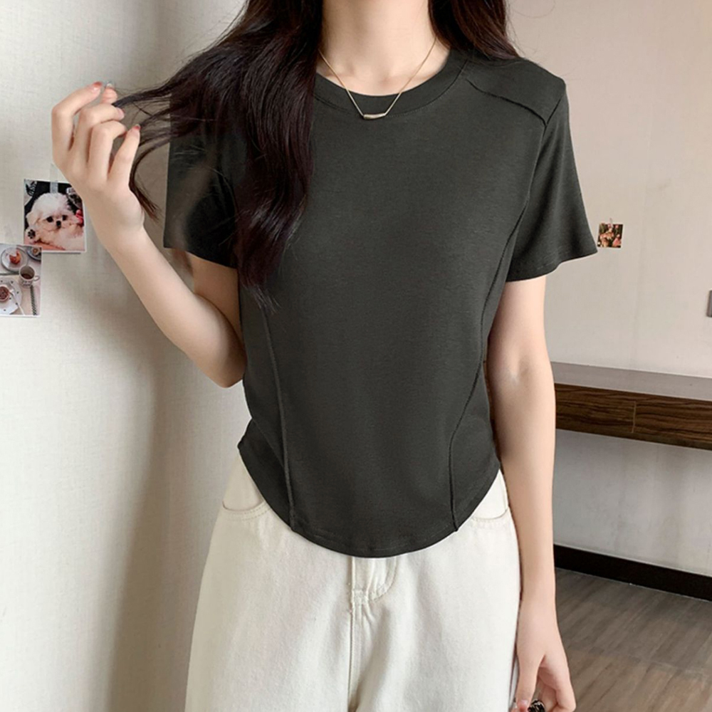 無地 Tシャツ 無地丸首半袖Tシャツ レディース クルーネック