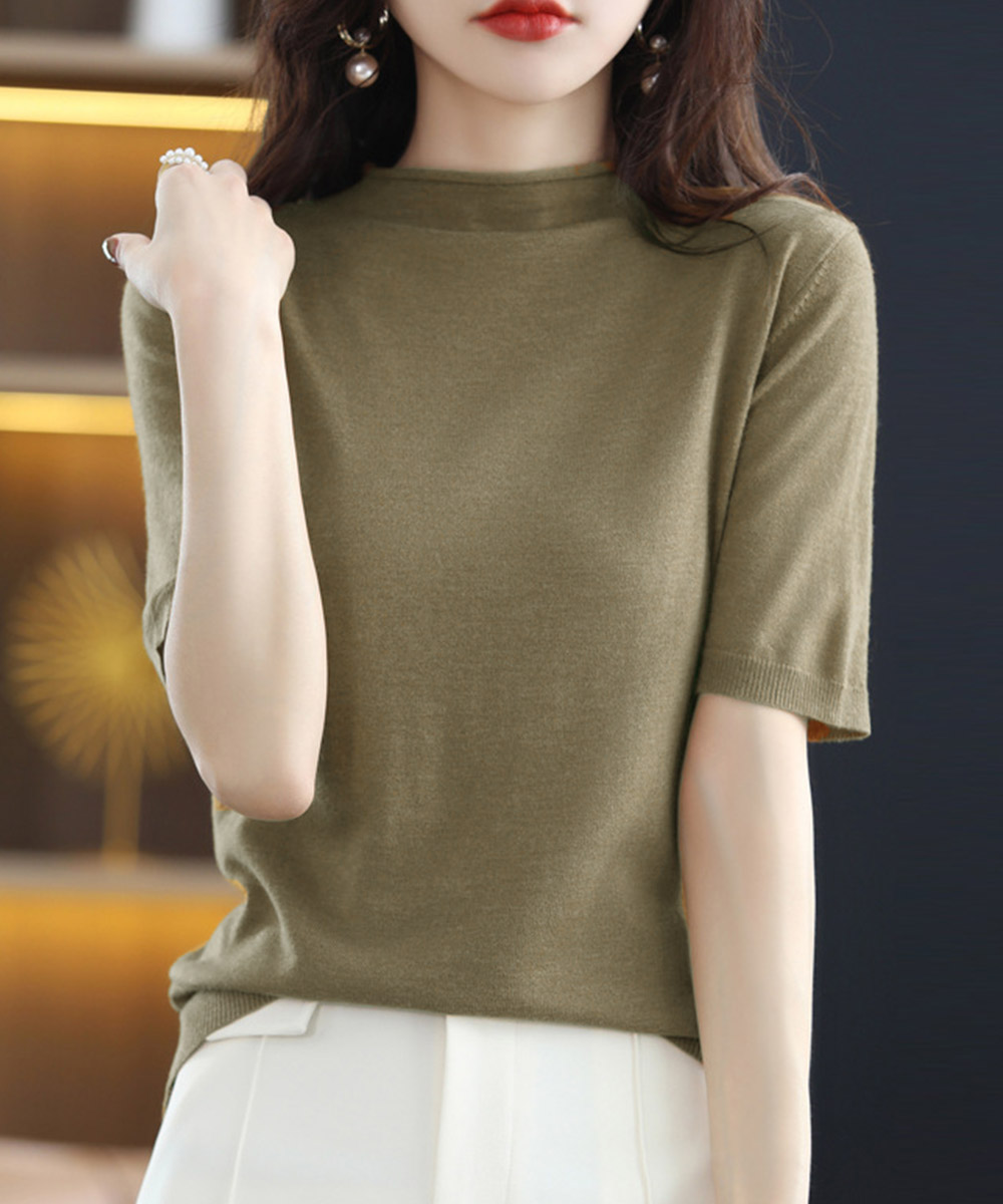 無地 Tシャツ 無地 半袖ニットソー レディース サマーニット
