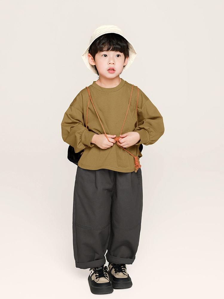 無地 Tシャツ ゆったりシルエット子ども長袖無地Tシャツ