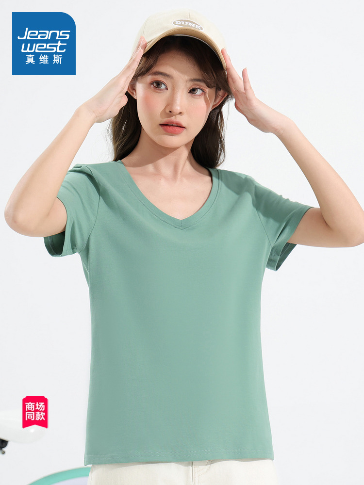 無地 Tシャツ シンプル 上質Vネック 半袖カットソー