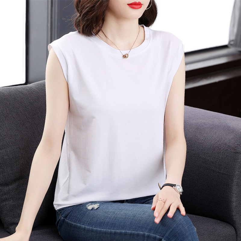 無地 Tシャツ 上質素材 ノースリーブ フレンチ
