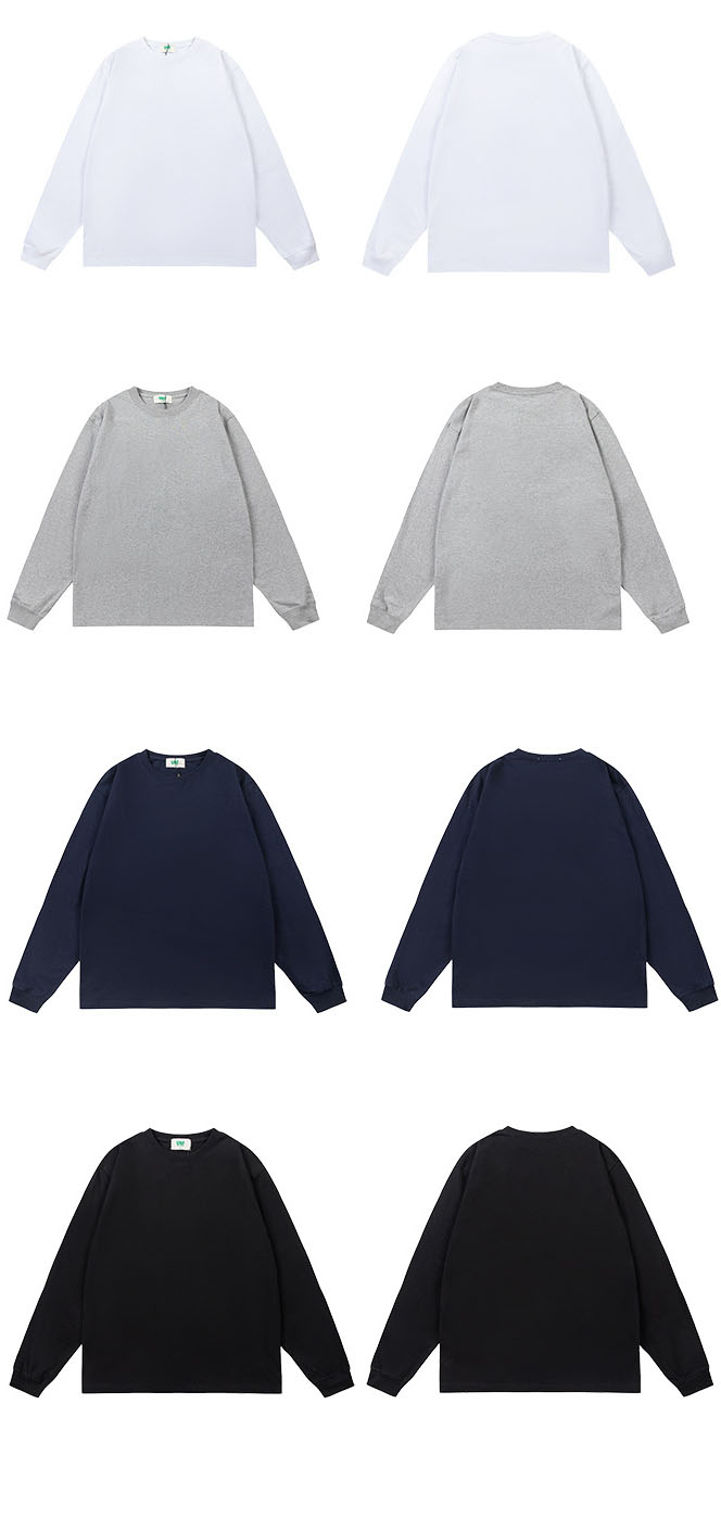 無地 Tシャツ 男女兼用無地長袖シャツ厚手綿素材秋冬用全4色