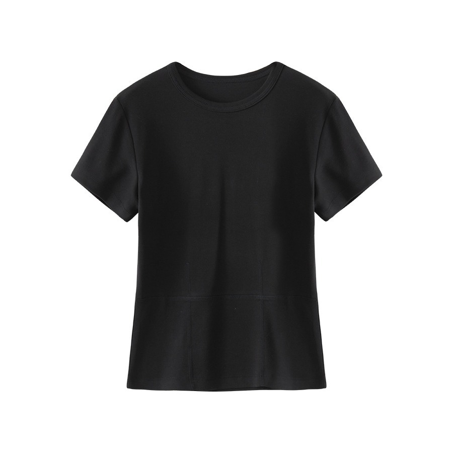 無地 Tシャツ シンプルフィット クロップド丈 半袖カットソー