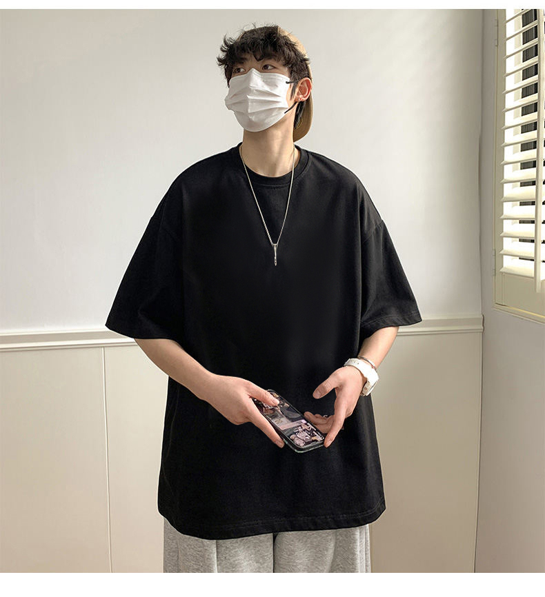無地 Tシャツ リラックスシルエット五分袖無地シャツ