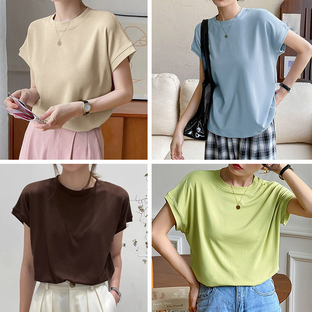 無地 Tシャツ フレンチスリーブ 半袖 無地ティーシャツ