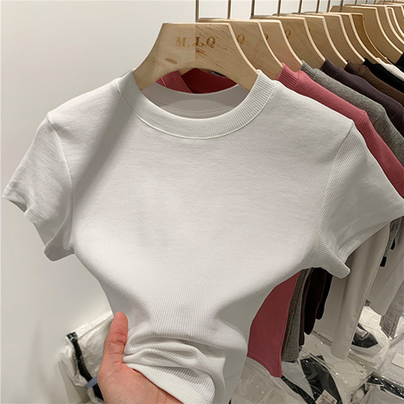 無地 Tシャツ リブ編み 上質ベーシック