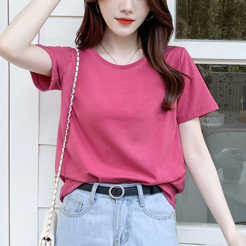 無地 Tシャツ 無地 Tシャツ シンプル丸首ベーシック半袖Tシャツ