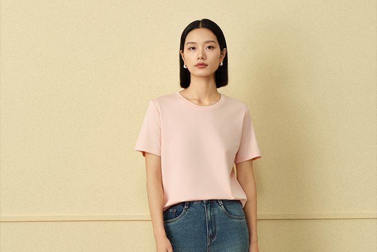 無地 Tシャツ レディース すっきりシルエット 上質素材 快適無地半袖