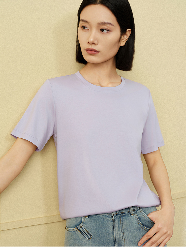 無地 Tシャツ レディース すっきりシルエット 上質素材 快適無地半袖