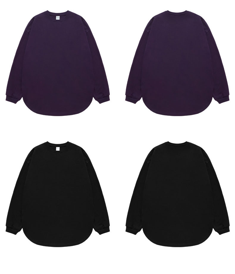 無地 Tシャツ 男女兼用 裾ラウンド 無地長袖シャツ